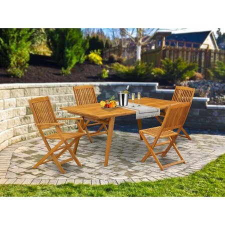 EAST WEST FURNITURE 5 Piece Denison Outdoor Dining Set - Natural Oil DECM5CWNA